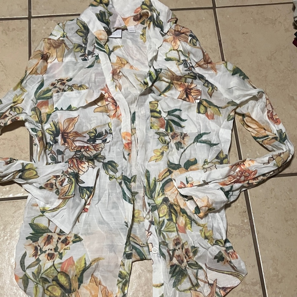 New York & Company Floral Sheer Blouse